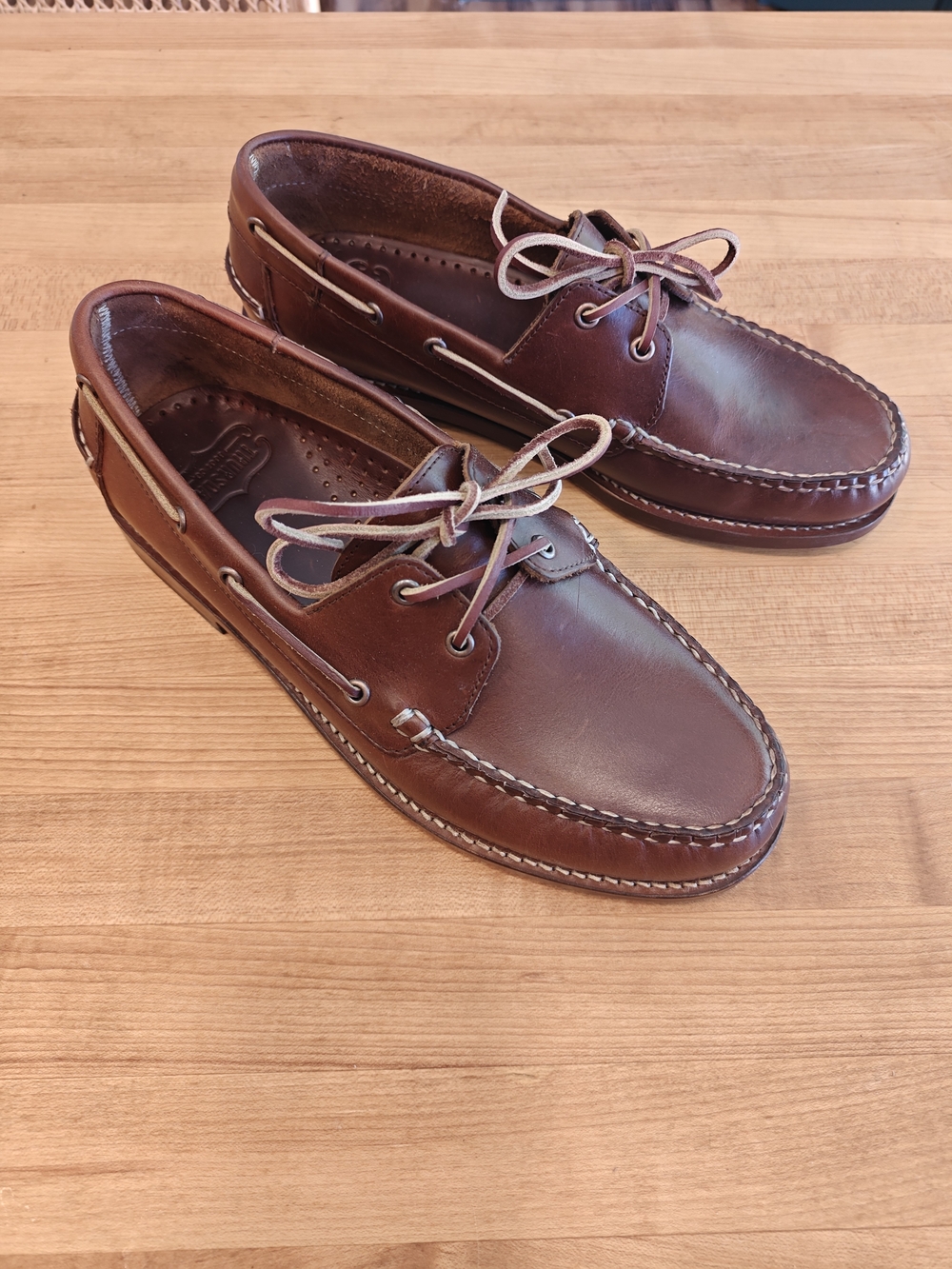 Thursday Boot Co. Men's Brown Leather Boat Shoes - Classic Moc Toe Deck Shoes